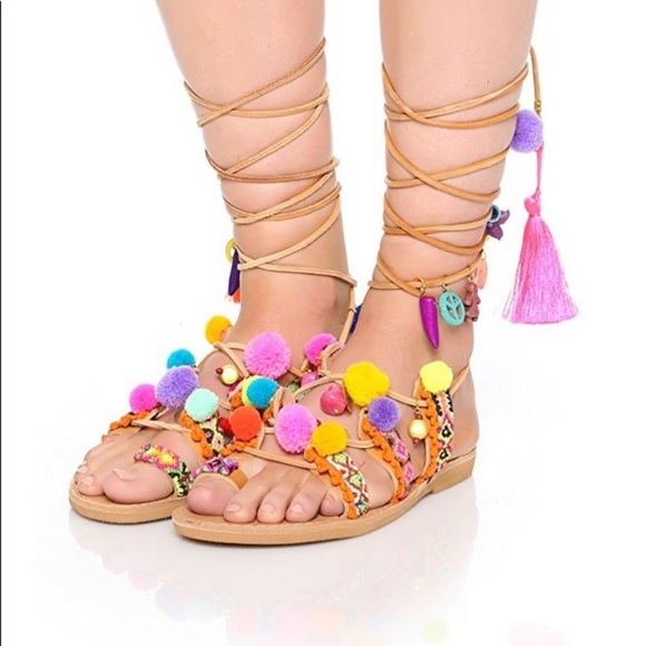 EUC Elina Linardaki Gladiator Sandals Size 37 - Picture 8 of 9